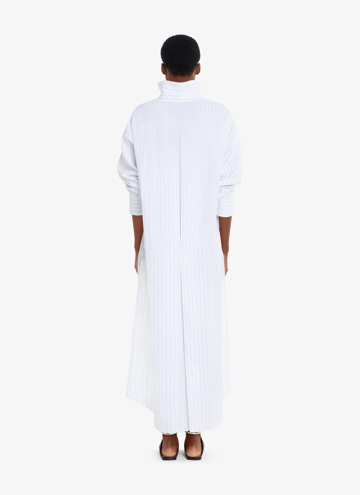 LONG LOOSE STRIPED POPLIN SHIRTDRESS ALAÏA WHITE/BLUE LONG LOOSE STRIPED POPLIN SHIRTDRESS